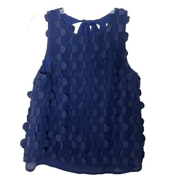 Anthropologie Maeve Navy Dimensional Top Blouse US 2 Sleeveless Tie Back NWT - Picture 4 of 11